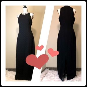 Badgley Mischka Black Long Beaded Dress EUC Size 8